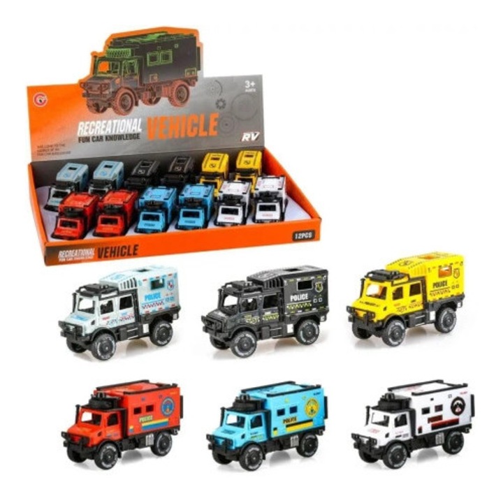 Set 12 Masinute Metalice Die-Cast Trifox, Vehicule Speciale, Culori Diverse, 12cm