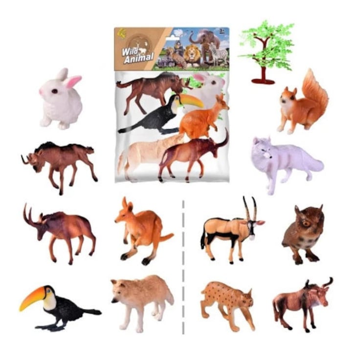Figurine animale salbatice set 6 bucati, Trifox, multicolor