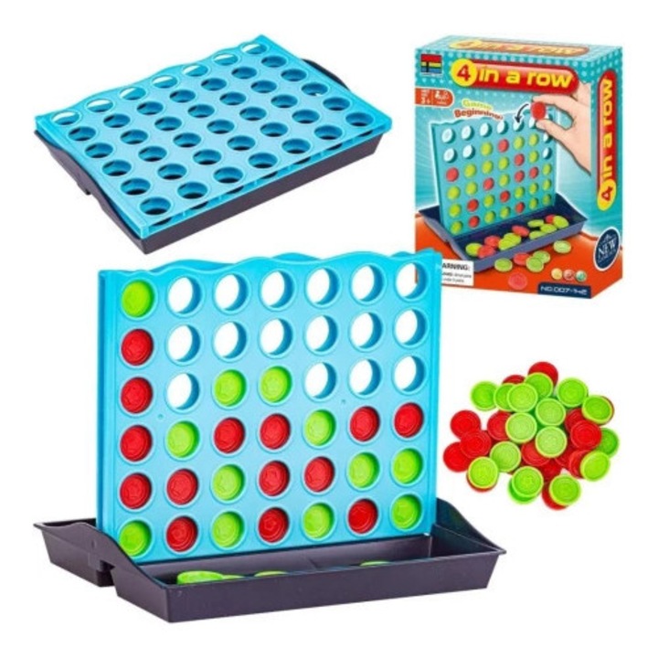 Joc de societate, Trifox, 4 in linie, 15x20x4cm, rosu-verde