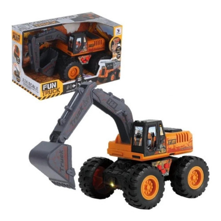 Koparka Terenowa Trifox Fun Truck, 1:24, pomaranczo-sar, 24x15x13cm, cu lumini si sunete