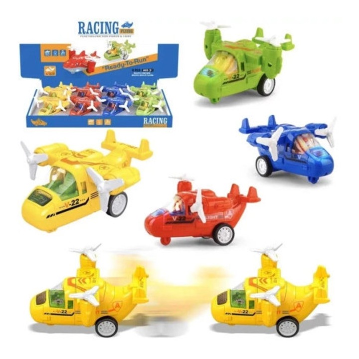 Elicopter/Avion RACING Trifox, hibrid, cu lumini, 13cm, multicolor