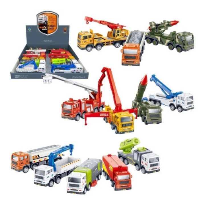 Set de vehicule specializate Trifox, 16x5x7cm, cu propulsie prin frecare, diverse modele