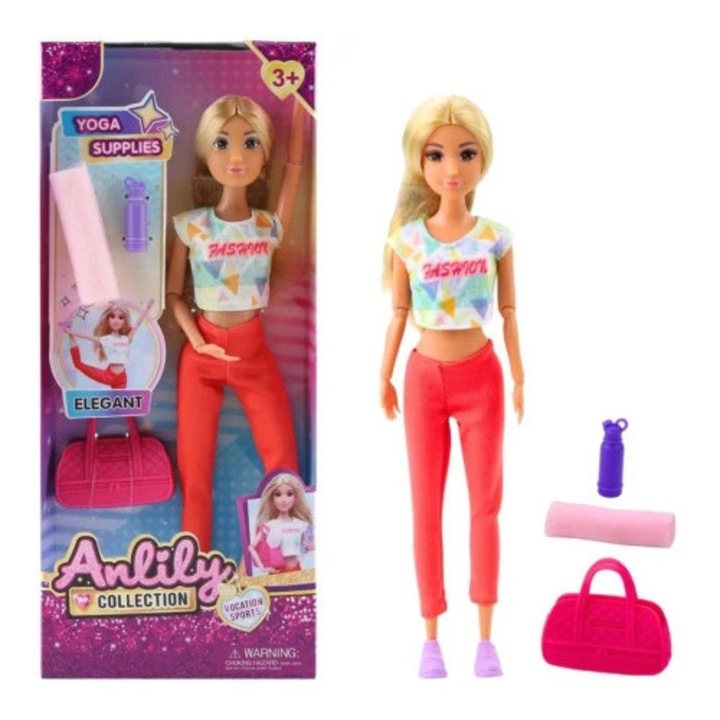 Trifox baba, jógaszett, színes felső, piros leggings, 32x14x5cm