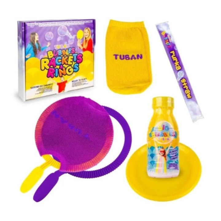 Set de jucarii pentru balaceala Tuban, 250 ml lichid, 2 rachete, multicolor