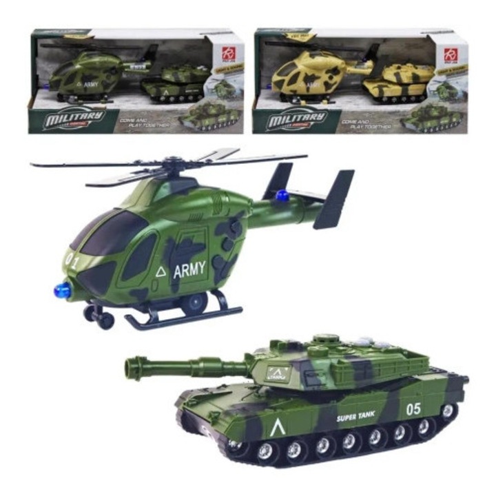 Set masinute Trifox, tanc si elicopter cu lumina
