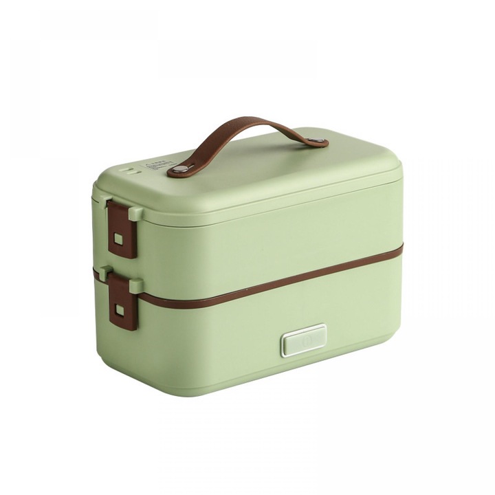 Cutie Pentru Pranz Cu Functie De Incalzire Electrica, Prevazuta Cu Un Recipient Detasabil Din Otel Inoxidabil 304. Design Etans, Portabil, Usor De Curatat, Rezistent La Coroziune Si Oxidare. Dublu Strat, In Culoarea Verde Mar