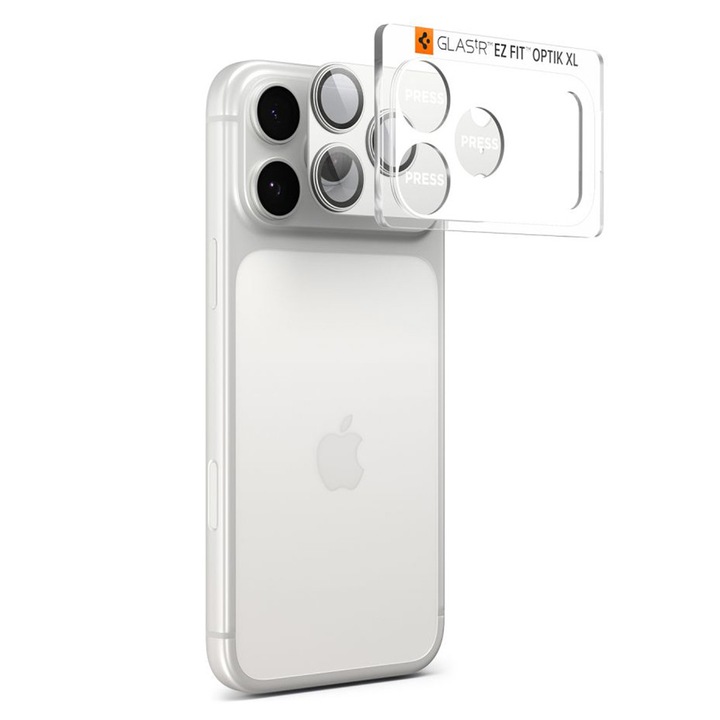 Kamera fólia iPhone 17 Pro-hoz - Spigen Glas.tR Optik EZ Fit Pro XL - Ezüst