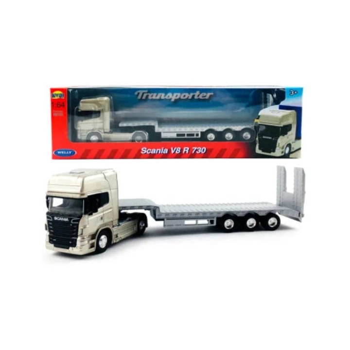 Tir Scania V8 R730, Welly autómodell, 1:64