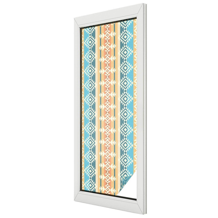 Folie geam vitraliu, Tulup, Compozitie etnica modelata, Intimitate pentru Geamuri si Ferestre, 50x146 cm, Ideal Pentru Decor Interior, 010450850070000012974