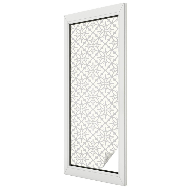 Autocolant Pentru Geam si Folie Decorativa Autoadeziva, Tulup, Simetrie eleganta a florilor, Vitraliu Autoadeziv, 50x146 cm, Ideal Pentru Decor Interior, 010450850070000276745