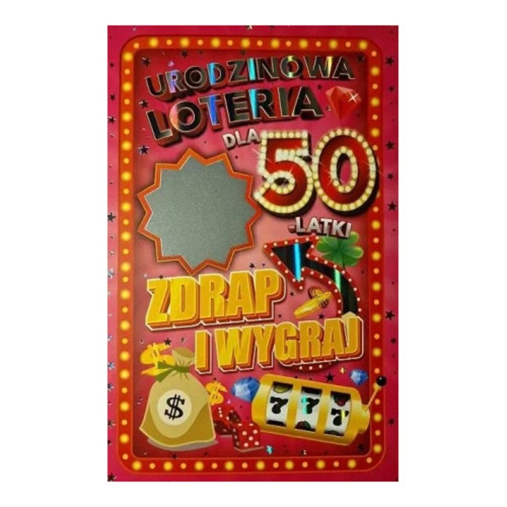 Felicitare de Urdin 50, Yeku, cu zapada holografica, umoristica, set cu plic