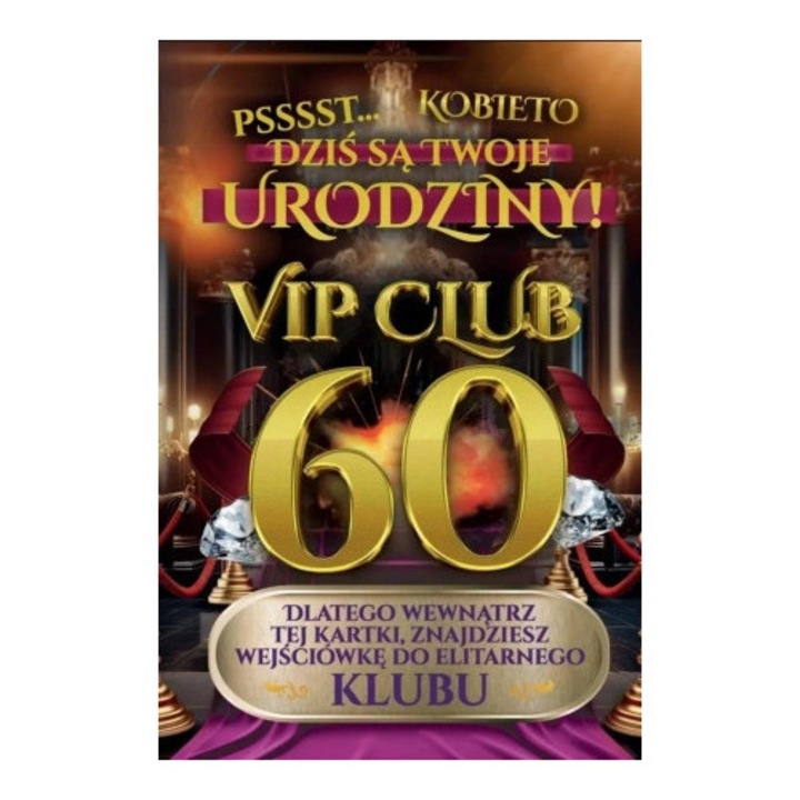 Felicitare Yeku, Karnet Urodziny 60, hartie 350g, cu lac UV, set