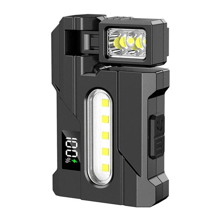 Lanterna Mini 400 Lumeni, 1200mAh, Baza Magnetica Rotativa 180°, Waterproof IP68