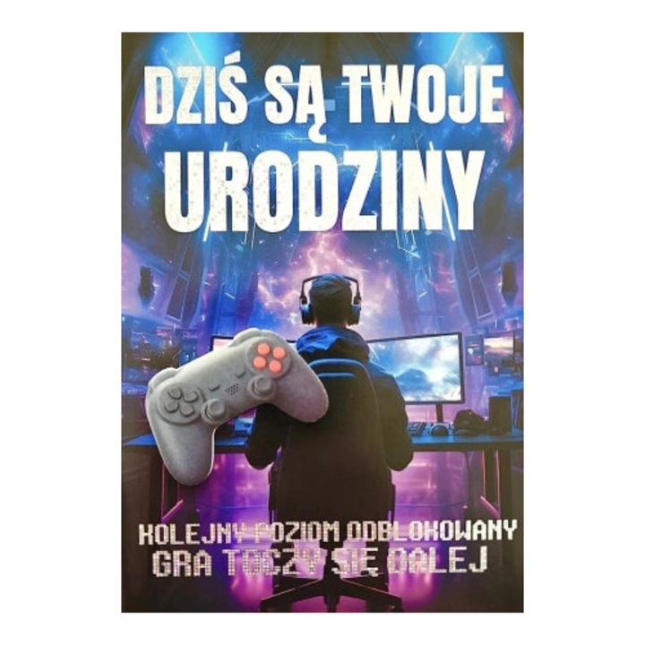 Felicitare Yeku Urodziny, cu elemente decorative, zaltuita, 10x15cm