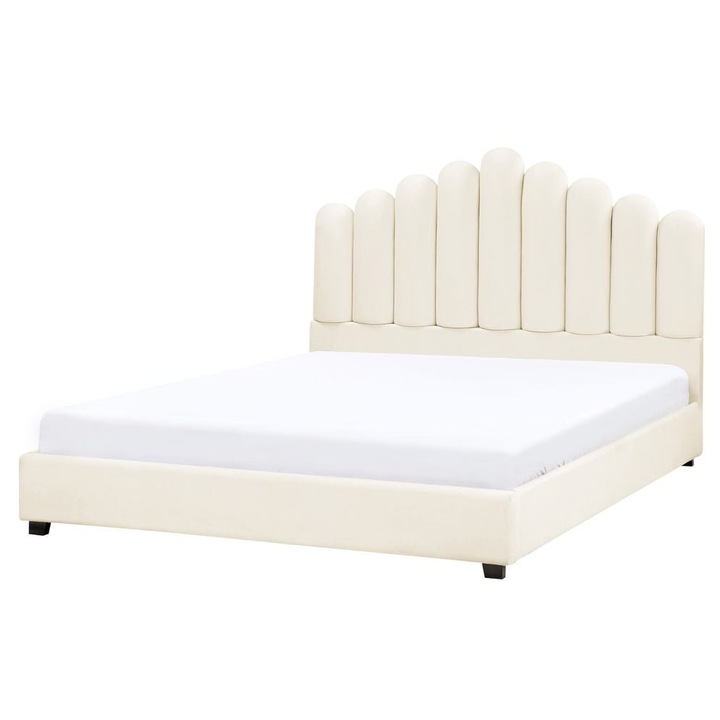 Ágy Bársony Vincennes 160 x 200 cm Törtfehér