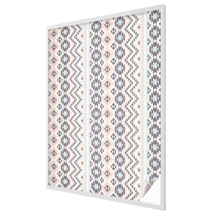 Ablak matrica ólomüveg, Tulup, Pasztell geometria, Rózsaszín, 100x146 cm, Dekorációs Ablakfólia, Megfelelő méret ablakokhoz vagy világos felületekhez, 010450850080000012976