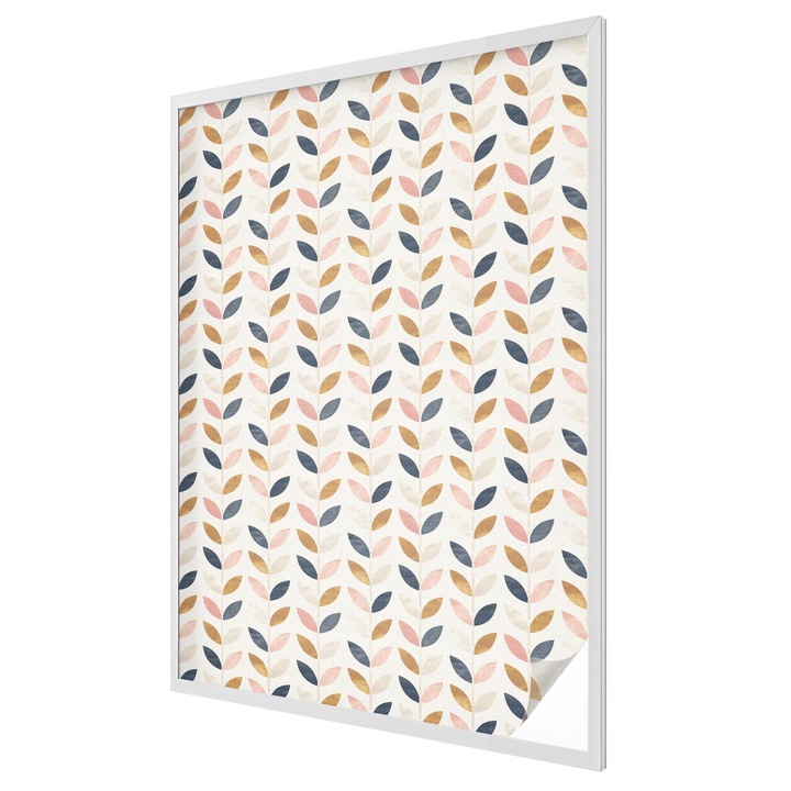 Ablak matrica ólomüveg, Tulup, Levelek mintázata, Bézs, 100x146 cm, Dekorációs Ablakfólia, Megfelelő méret ablakokhoz vagy világos felületekhez, 010450850080000020485