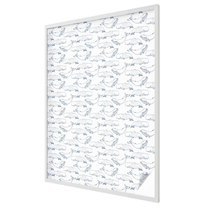 Ólomüveg hatású fólia, Tulup, Tengeri inspirációk, Fehér, 100x146 cm, Dekorációs Ablakfólia, Megfelelő méret ablakokhoz vagy világos felületekhez, 010450850080000030099