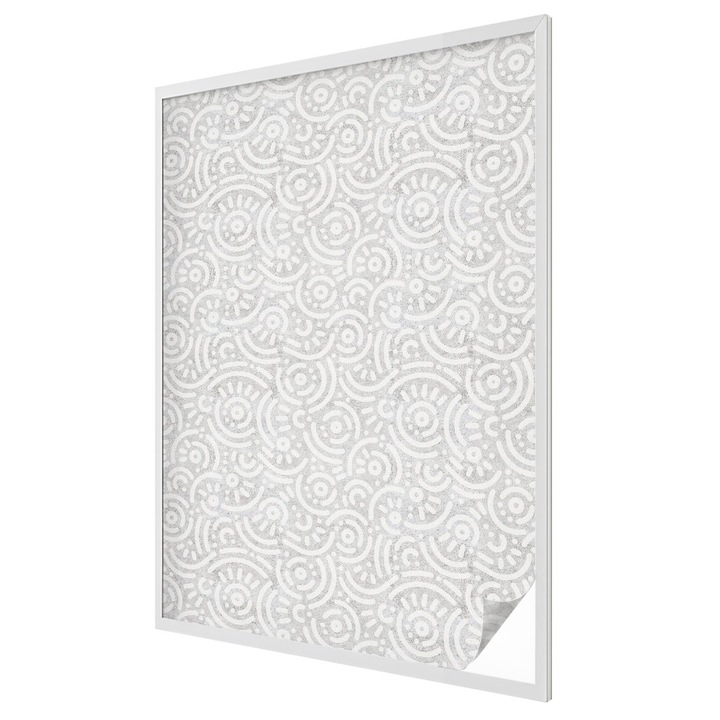 Folie geam vitraliu, Tulup, Linii abstracte pe un fundal gri, Protectie Solara si Intimitate, 100x146 cm, Ideal Pentru Decor Interior, 010450850080000033374