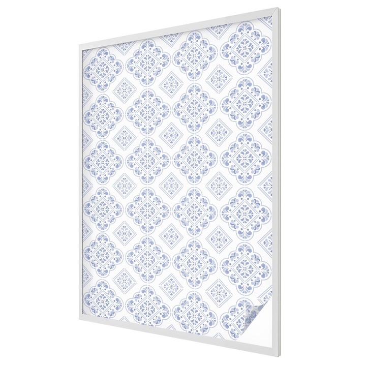 Ólomüveg hatású fólia, Tulup, Geometrikus minta, Fehér, 100x146 cm, Dekorációs Ablakfólia, Megfelelő méret ablakokhoz vagy világos felületekhez, 010450850080000033416