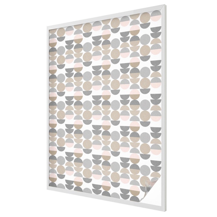 Öntapadós vitrázs fólia, Tulup, Geometriai minták, Bézs, 100x146 cm, Dekorációs Ablakfólia, Megfelelő méret ablakokhoz vagy világos felületekhez, 010450850080000033421