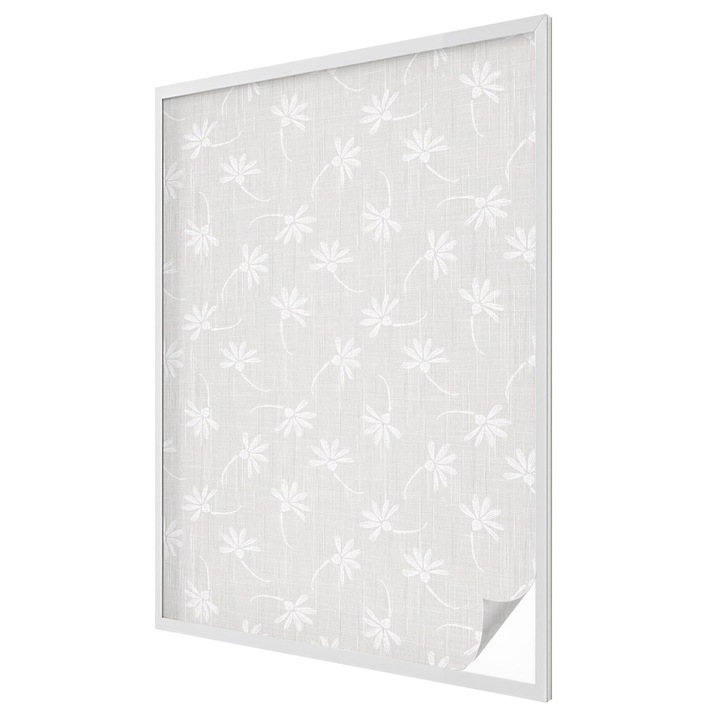 Folie geam vitraliu, Tulup, Flori subtile pe un fundal gri, Intimitate pentru Geamuri si Ferestre, 100x146 cm, Ideal Pentru Decor Interior, 010450850080000033450