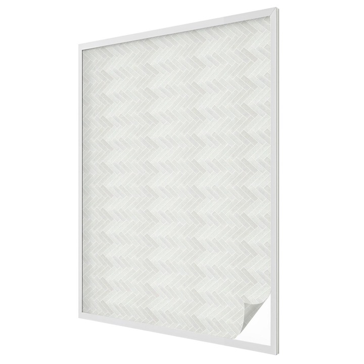 Autocolant Folie Autoadeziva Decorativa, Tulup, Model subtil in spic de hering intr-o nuanta de gri, Geam Vitraliu, 100x146 cm, Ideal Pentru Decor Interior, 010450850080000283343