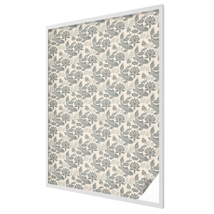 Autocolant Pentru Geam si Folie Decorativa Autoadeziva, Tulup, Armonie clasica cu pesti Koi si lotus, Intimitate pentru Geamuri si Ferestre, 100x146 cm, Ideal Pentru Decor Interior, 010450850080000288831