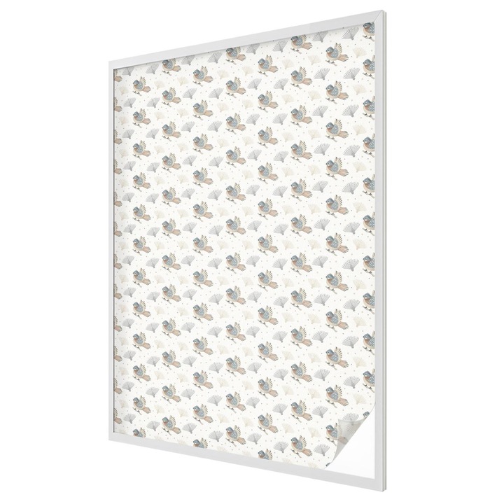 Фолио за стъкло витраж, Tulup, Модел на птици, Бяло, 100x146 cm, За Прозорци, Врати, Стъклени Повърхности, Цветен Стъклопис, 010450850080000288827