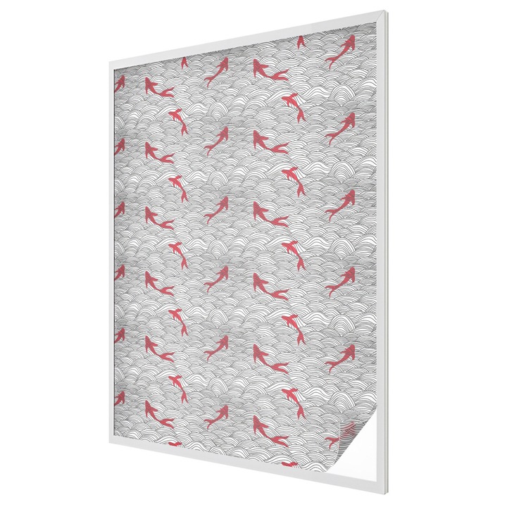 Фолио за стъкло витраж, Tulup, Вълнообразен модел, Черно | Бяло, 100x146 cm, За Прозорци, Врати, Стъклени Повърхности, Цветен Стъклопис, 010450850080000288857