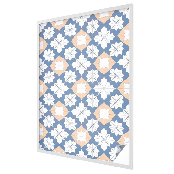 Autocolant Folie Autoadeziva Decorativa, Tulup, Flori geometrice in culori proaspete, Ideal Pentru Ferestre si Geamuri Interioare, 100x146 cm, Ideal Pentru Decor Interior, 010450850080000283140