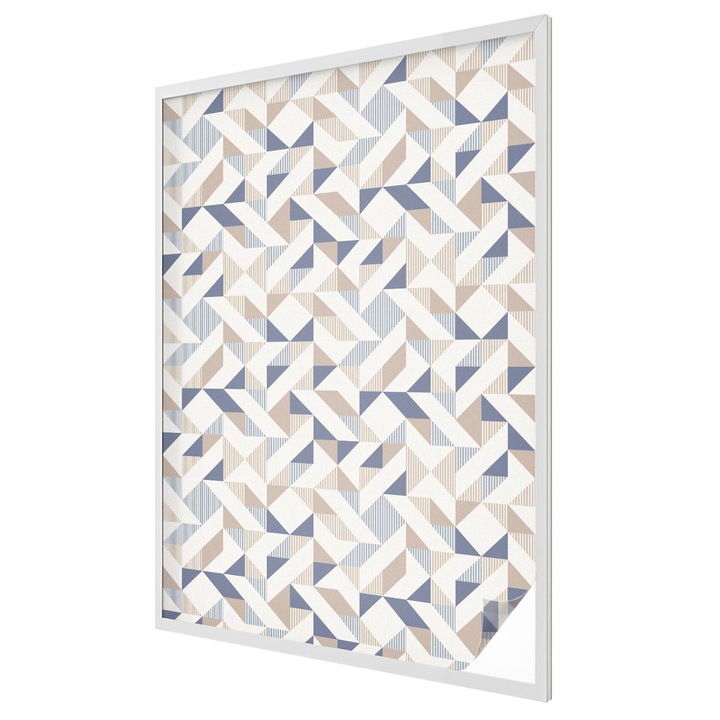Самозалепващо Фолио, Tulup, Геометрични шарки, Бяло, 100x146 cm, За Прозорци, Врати, Стъклени Повърхности, Цветен Стъклопис, 010450850080000288833