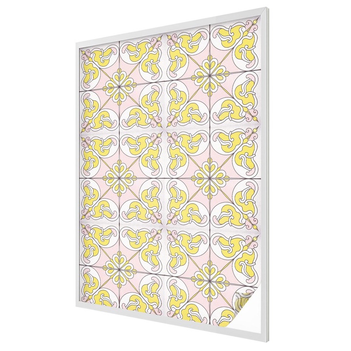 Folie geam vitraliu, Tulup, Model floral simetric clasic, Intimitate pentru Geamuri si Ferestre, 100x146 cm, Ideal Pentru Decor Interior, 010450850080000283178