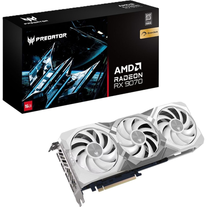 Placa video Acer RX9070 Predator BiFrost OC, 16GB, GDDR6, alb, 256bit