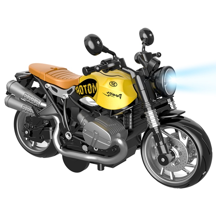 Motociclete de jucarie - Model BMW R nineT Simulat 1:12 cu Sunet si Lumini, Caroserie din Aliaj, Actionat prin Inertie, 12.7x4.06x6.86 cm, Model Colectionabil, Potrivita ca cadou, pentru colectie sau expunere