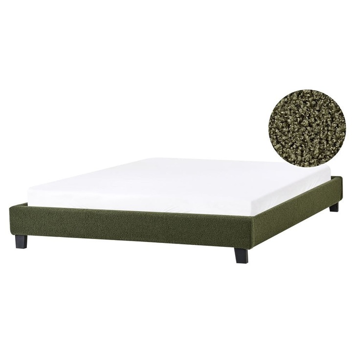 Fejtámla nélküli ágy Buklé Roanne 160 x 200 cm Sötétzöld