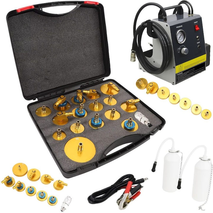 Dispozitiv schimb lichid frana set 19 piese cu adaptoare, trusa aerisire frane profesionala