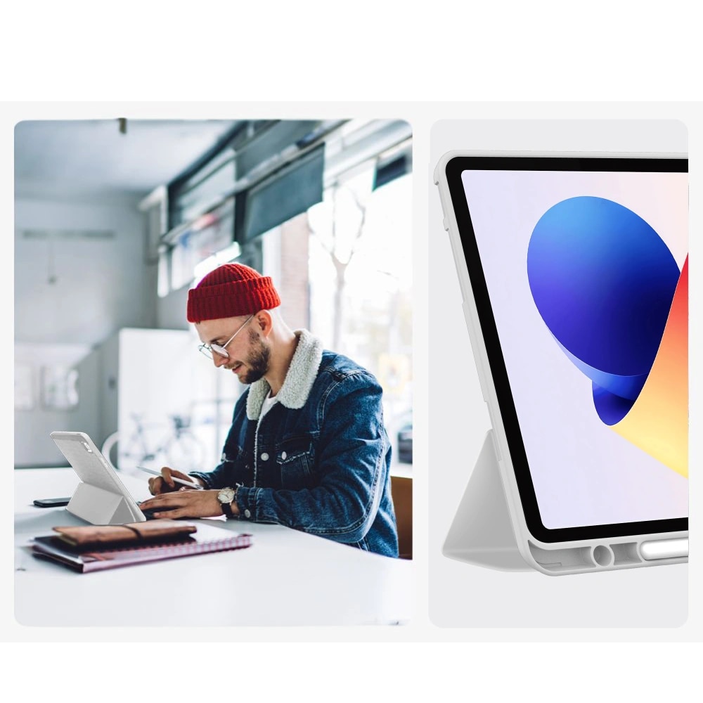 Husa pentru Xiaomi Redmi Pad 2 Pro Soft Shell Light & Slim cu functie wake-up/sleep si compartiment pentru stylus, tip stand - gri
