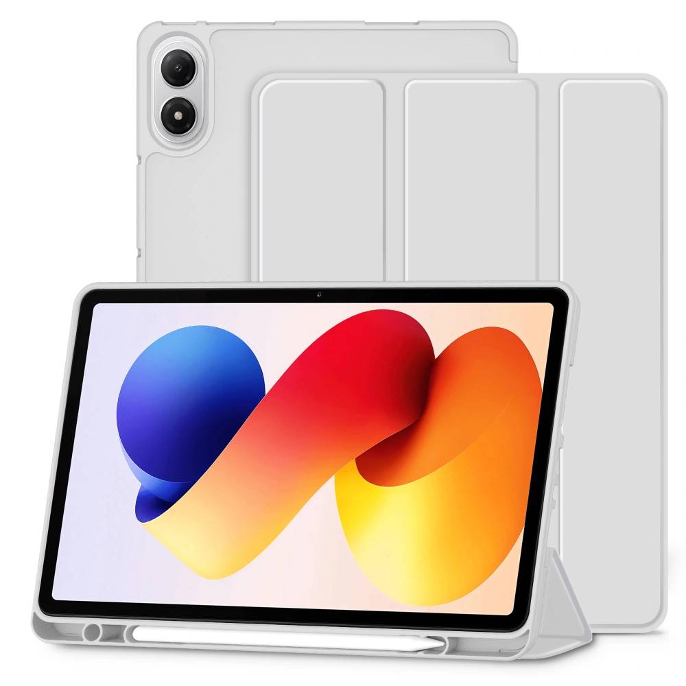 Husa pentru Xiaomi Redmi Pad 2 Pro Soft Shell Light & Slim cu functie wake-up/sleep si compartiment pentru stylus, tip stand - gri