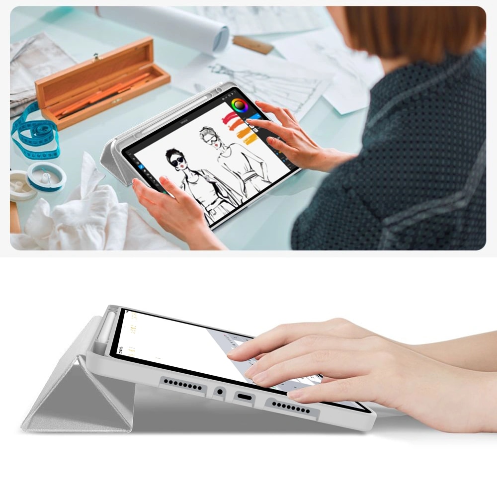 Husa pentru Xiaomi Redmi Pad 2 Pro Soft Shell Light & Slim cu functie wake-up/sleep si compartiment pentru stylus, tip stand - gri