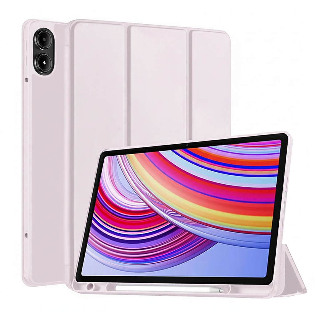 Husa pentru Xiaomi Redmi Pad 2 Pro Soft Shell Light & Slim cu functie wake-up/sleep si compartiment pentru stylus, tip stand - roz