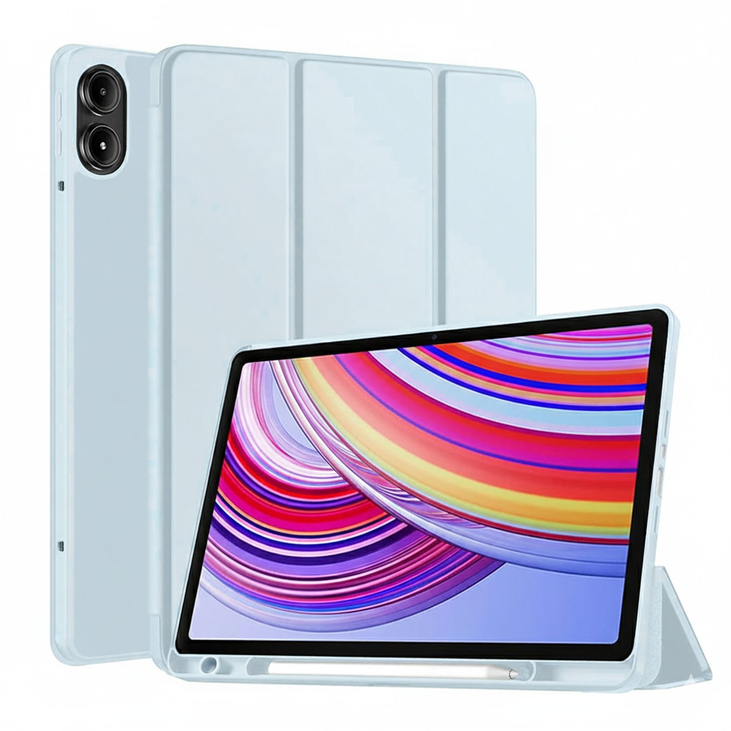 Husa pentru Xiaomi Redmi Pad 2 Pro Soft Shell Light & Slim cu functie wake-up/sleep si compartiment pentru stylus, tip stand - bleu