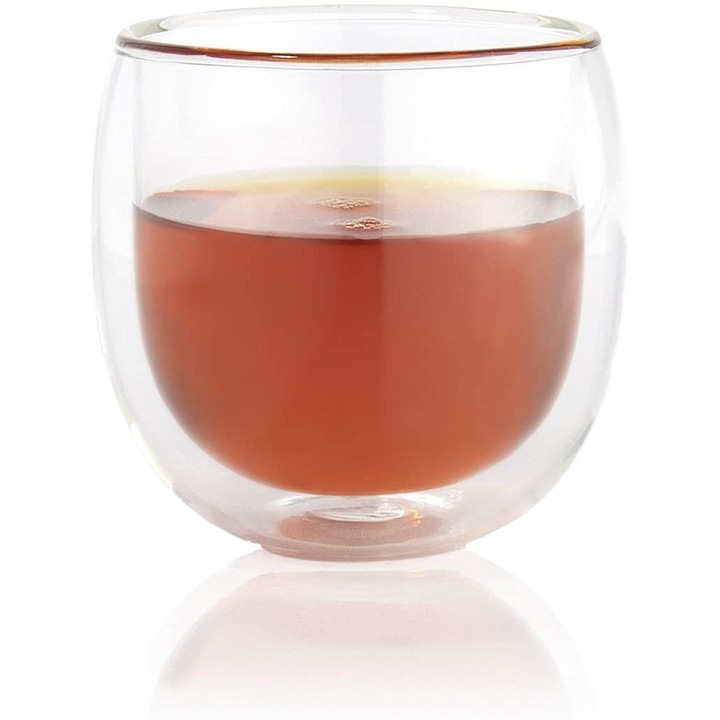 Pahar sticlă dublu 300 ml, Solaris, pentru ceai, transparent, aromă florală