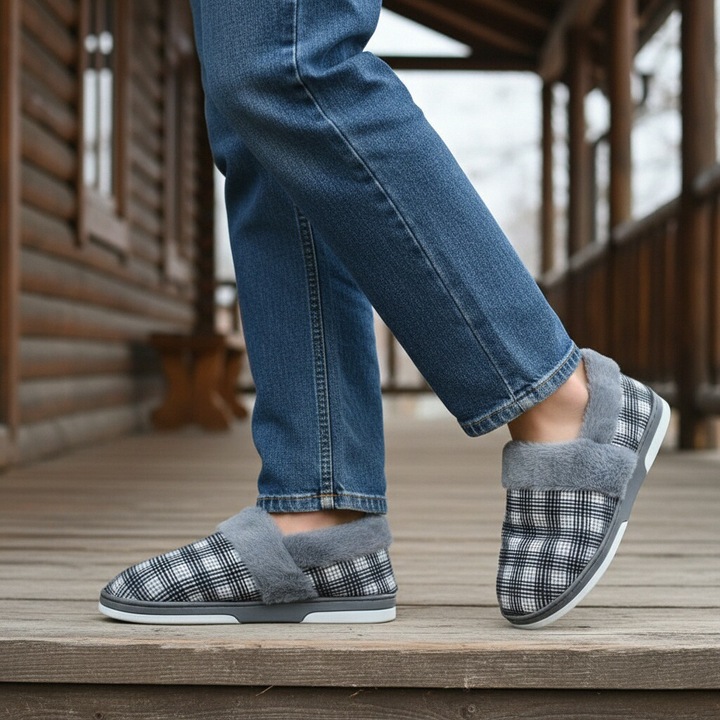 Пухкави домашни чехли D311gri 122420, Сив