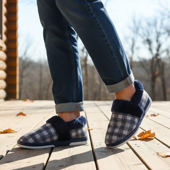 Papuci de casa imblaniti D311bleumarin 122426, Bleumarin