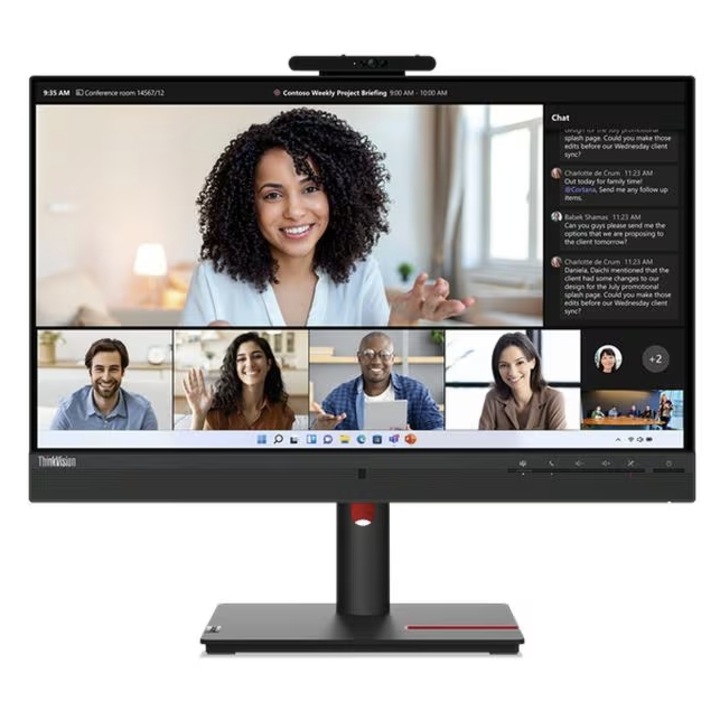 Monitor IPS LED Lenovo 23.8" T24mv-30, Full HD 1920 x 1080, HDMI, DisplayPort, Hangszórók, Pivot, 75 Hz, 4 ms Fekete