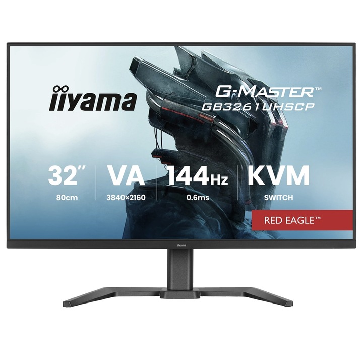 Monitor Gaming VA LED 31.5" GB3261UHSCP-B1, UHD 3840 x 2160, HDMI, DisplayPort, Hangszórók, Pivot, 144 Hz, 0.6 ms Fekete