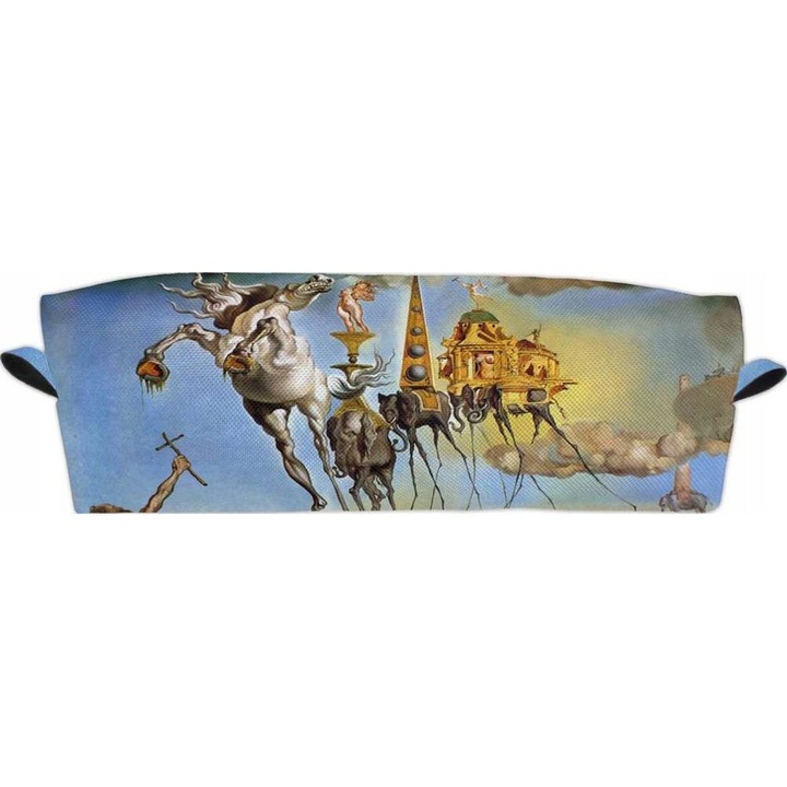 Etui pentru creioane Szyjemy sztukę, imprimeu Salvador Dali, material impermeabil, dimensiuni 19x5x6 cm