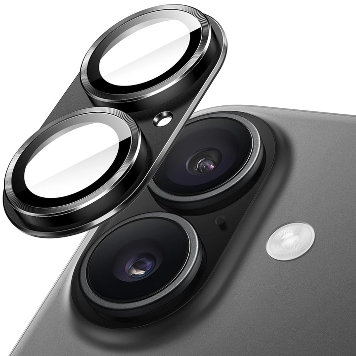 Folie Protectie Camera compatibila cu iPhone 17, Omelivon, Full Cover, Protectie Profesionala, Sticla temperata 9H, Ultra HD, Anti Amprente, Anti Zgarieturi, Anti Socuri, Negru