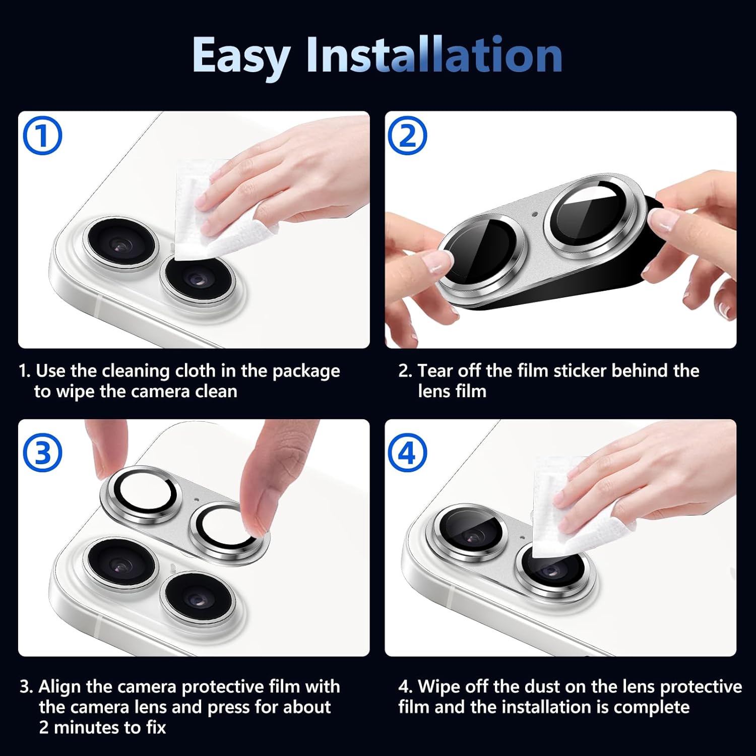 Folie Protectie Camera compatibila cu iPhone 17, Omelivon, Full Cover, Protectie Profesionala, Sticla temperata 9H, Ultra HD, Anti Amprente, Anti Zgarieturi, Anti Socuri, Argintiu